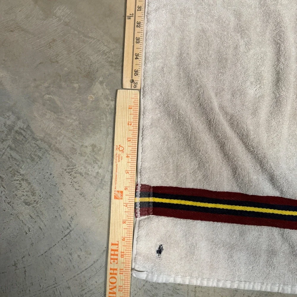 Ralph Lauren Home Cable Knit Bath Towel Cream Striped Cotton Vintage Made in USA